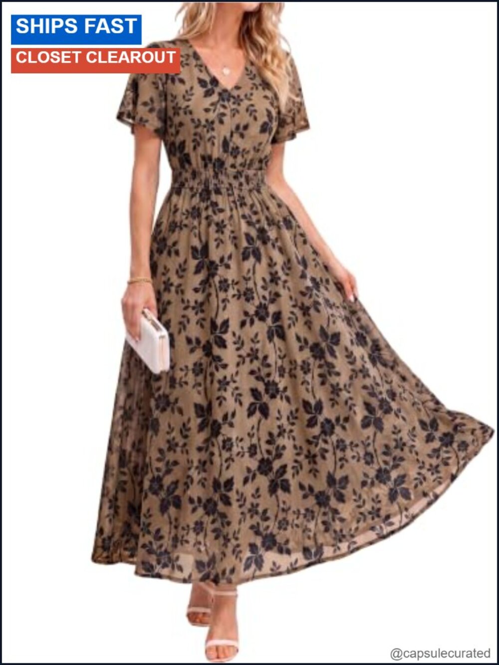 Formal Floral Mesh Maxi Dress Wedding Guest V-Neck
